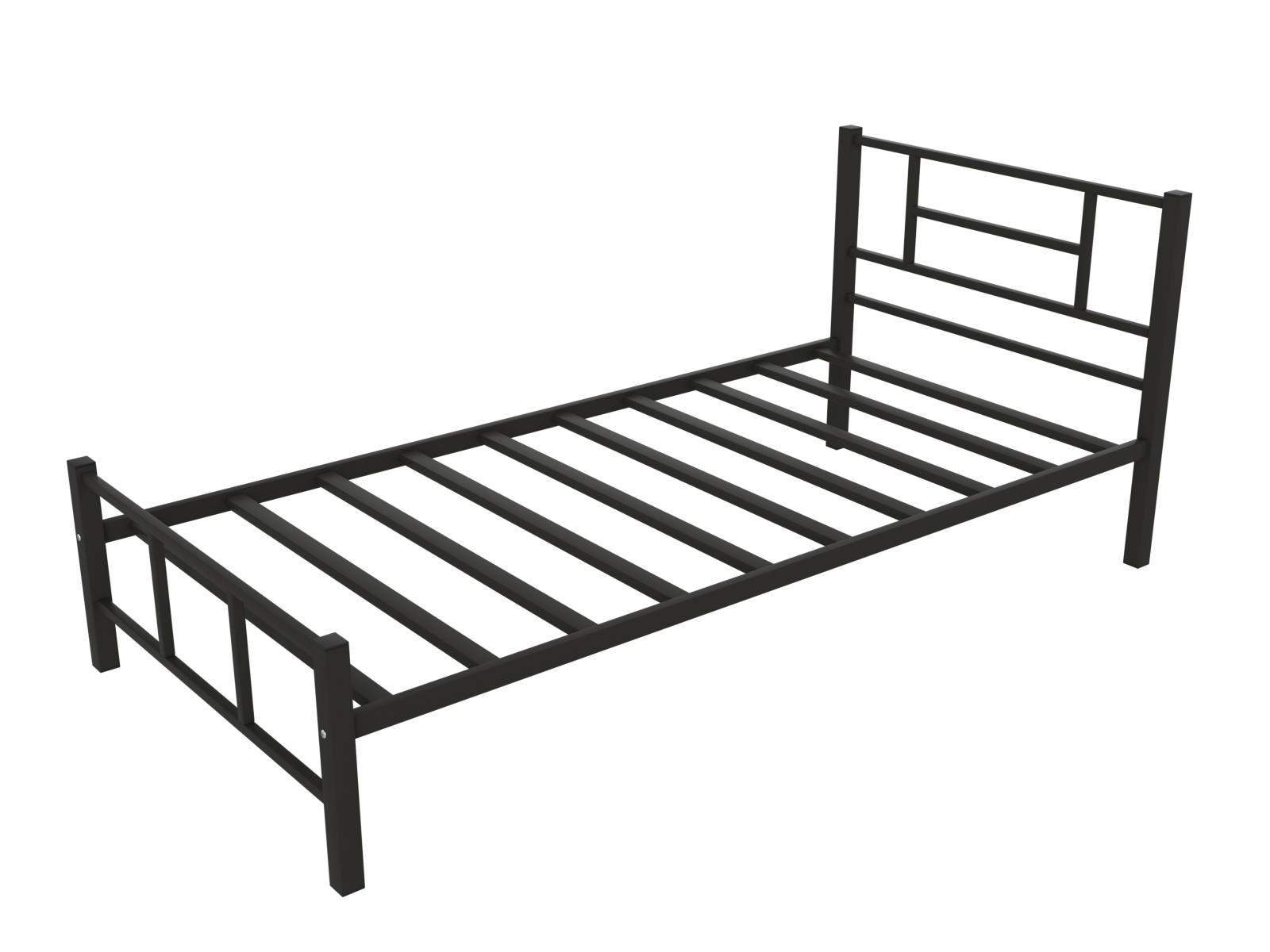Фото кровать металлическая в хостел - кадис черная односпальная
