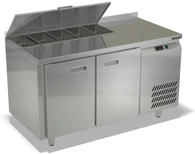 Охлаждаемый стол для салатов боковой агрегат с крышкой с бортом 1/3 СПБ/С-226/20-1306 (1390x600x850 мм)