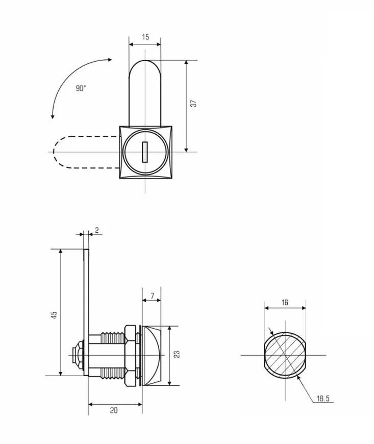 Замок почтовый 0802 20 мм 90°